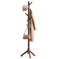 Sturdy wooden coat rack with 8 hooks, 3 adjustable sizes for clothing, hat rack, suitable for bedrooms, offices, and entryways, brown